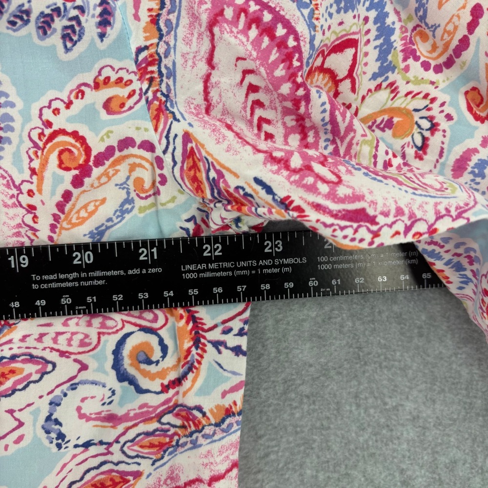 Lauren Ralph Lauren Blouse Womens Medium Pink Paisley Cotton Viscose V-Neck Top - Picture 4 of 9